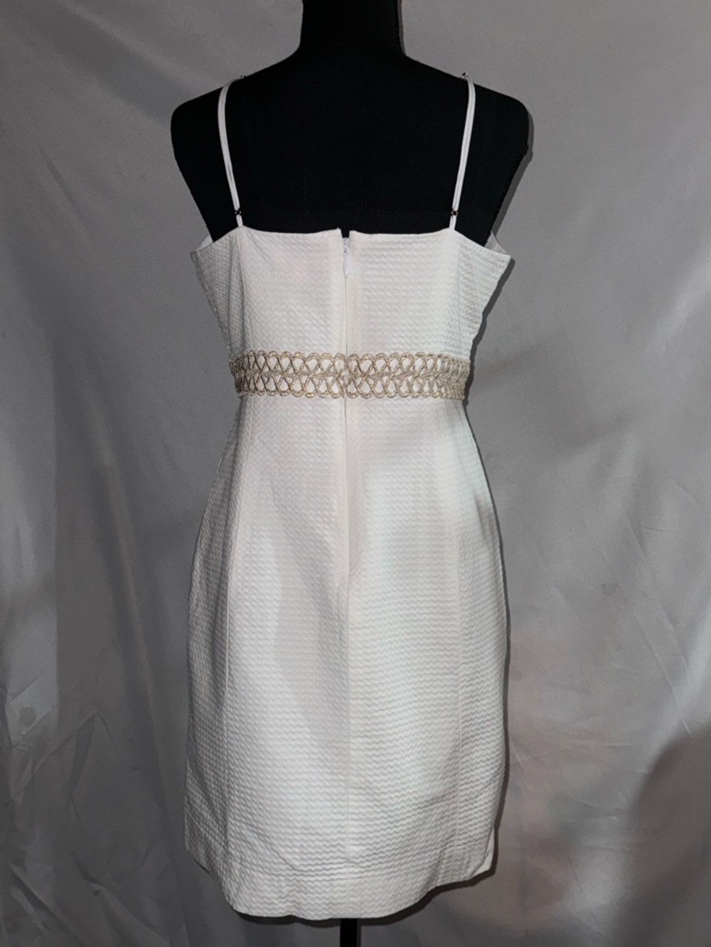 Lilly Pulitzer White Halter Mini Dress with Braided Neutral Trim - Picture 2 of 8